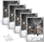 5er Set Bilderrahmen Din A4 Silber Mit Plexiglas Zum Stellen & H&auml;ngen