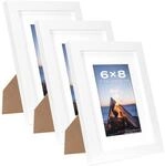 Bilderrahmen Wei&szlig; Holz 3 St&uuml;ck Mit Passepartout F&uuml;r Tisch- & Wandmontage