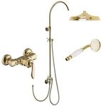 Gold Aufputz Duschsystem Set Retro Duscharmatur Einhand Mischbatterie -...