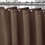 Duschvorhang Waffelstoff Mit Metallringen, Wasserdicht, 182x244cm, Braun