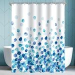 Duschvorhang 120x200cm Blaue Bl&uuml;tenbl&auml;tter, Wasserabweisend, Beschwerter Saum,