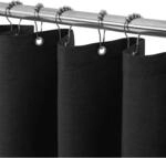 Duschvorhang Leinenoptik 92x182 Cm Schwarz Mit Metallringen Wasserdicht