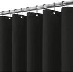 Duschvorhang Leinenoptik Mit Metallringen, Wasserdicht, 152x214cm, Schwarz