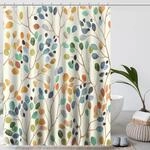 Amaredom Duschvorhang Blumenmuster Bunte Bl&auml;tter Badezimmer 180x200cm