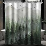 Duschvorhang Wald Antischimmel 180x200cm Textil Beschwert Saum Wasserabweisend