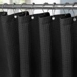 Duschvorhang Waffelstoff Mit Metallringen 182x182cm Schwarz