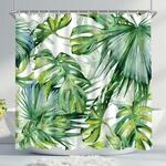 Duschvorhang 180x200cm Gr&uuml;n Bl&auml;tter, Wasserdicht, Antischimmel, Waschbar, Polyester