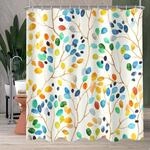 Duschvorhang 180x200cm Bunter Baum, Wasserabweisend, Waschbar, Textil, Mit Haken
