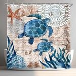 Duschvorhang 100x200cm Meeresschildkr&ouml;te, Wasserabweisend, Beschwerter Saum