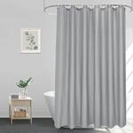 Duschvorhang Grau 180x160 Cm Wasserdicht Stoff Anti-schimmel Waschbar Mit 12...