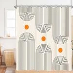 Duschvorhang 180x160cm Geometrische Kurve, Wasserabweisend, Antischimmel, Waschbar,