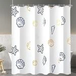 Duschvorhang 120x200cm Mit Seestern-muster, Wasserabweisend, Beschwerter Saum