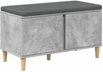 Flurbank Mit Kissen Mit Speicher Betongrau 80 X 38 X 46 Cm Vidaxl
