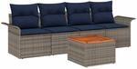 Gartensofa-set 5 Stk. 4-sitzanzahl Grau Und Marineblau Vidaxl