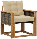 Vidaxl Outdoor Middle Sofa Solid Acacia Wood And Textilene Natural