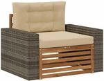 Vidaxl Outdoor Middle Sofa Solid Acacia Wood Natural