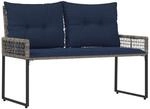 Bank Outdoor Mit Kissen Grau Und Marine 118 X 55 X 82 Cm Vidaxl