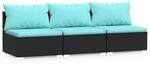 3-sitzer-sofa Mit Auflagen Schwarz Poly Rattan Vidaxl