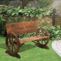 2-sitzer Gartenbank Aus Braunem Holz Mit Armlehnen Im Raddesign, 114 X 58 X 80...