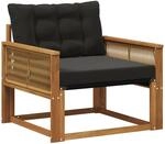 Vidaxl Outdoor Middle Sofa Solid Acacia Wood And Textilene Natural