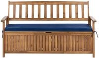 Gartenbank Mit Auflage Sovana 160 Cm Mit Stauraum Akazienholz Blau