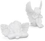 Grabengel 2er Set, Engelfigur Anmutig, Wetterfest, Frostsicher, Grabschmuck,