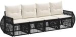 Vidaxl Garden Sofa Set 4 Pcs Black And Cream White Poly Rattan