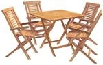 5-teiliges Klappbares Garten-bistro-set Natur Massivholz Teak Vidaxl