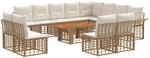 Gartensofa-set 13 Stk. Nat&uuml;rlich Und Cremwei&szlig; Poly-rattan Vidaxl