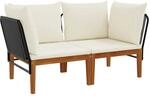 Vidaxl 2 Pcs Garden Lounge Set With Cushions Solid Acacia Wood & Rope