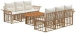 Gartensofa-set 7 Stk. Nat&uuml;rlich Und Cremwei&szlig; Poly-rattan Vidaxl