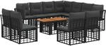 Gartensofa-set 12 Stk. Schwarz Und Dunkelgrau Poly-rattan Vidaxl