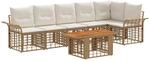 Gartensofa-set 7 Stk. Nat&uuml;rlich Und Cremwei&szlig; Poly-rattan Vidaxl