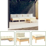 Vidaxl 5 Piece Garden Lounge Set With Cream Cushions Pinewood