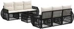 Gartensofa-set 7 Stk. Schwarz Poly-rattan Vidaxl
