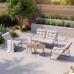 Gartenm&ouml;belset Kivanta 5-tlg. Rostfarben/beige [en.casa]