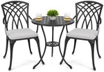 Avestar 3tlg Gussaluminium-garten-bistro-set Mit Kissen, Grau