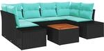 Gartensofa-set 7 Stk. Schwarz Poly-rattan Vidaxl