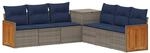 Sofa Set 7 Stk. Grau Und Marineblau 118 X 62 X 69 Cm Vidaxl