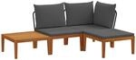 Vidaxl 4 Pcs Garden Lounge Set With Cushions Solid Acacia Wood & Rope