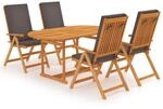 5-tlg. Garten-essgruppe Mit Grauen Kissen Massivholz Teak Vidaxl