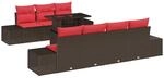 Garten-sofa-set 8 Stk. 7-sitzanzahl Braun Und Rot Vidaxl