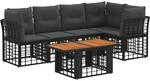 Gartensofa-set 6 Stk. Schwarz Und Dunkelgrau Poly-rattan Vidaxl
