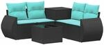 Sofa Set 6 Stk. Schwarz Und Blau 55 X 55 X 37 Cm Vidaxl