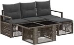 Gartensofa-set 5 Stk. Grau Und Dunkelgrau Poly-rattan Vidaxl