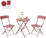 Bistroset 3-teilig Klappbar, Wetterfest, F&uuml;r Balkon & Garten, Rot