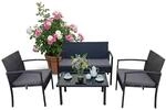 Relaxdays Gartenm&ouml;bel Set, 4-tlg. Rattan Sitzgruppe, 4 Personen, Bank, St&uuml;hle &