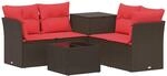Sofa Set 6 Stk. Braun Und Rot 55 X 55 X 37 Cm Vidaxl