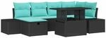 Gartensofa-set 7 Stk. Schwarz Poly-rattan Vidaxl
