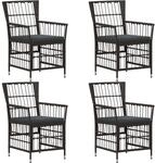 Gartenst&uuml;hle 4 Stk. Schwarz Pe Rattan, Stahl Und Polyesterstoff Vidaxl